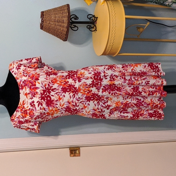 LONDON TIMES ruffle sleeve dress with back detail - Picture 1 of 3